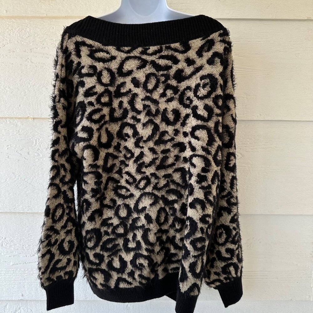 Marc New York Women’s XL Sweater SOFT Thick Fur Feel Long Sleeve Animal Print - Picture 6 of 11